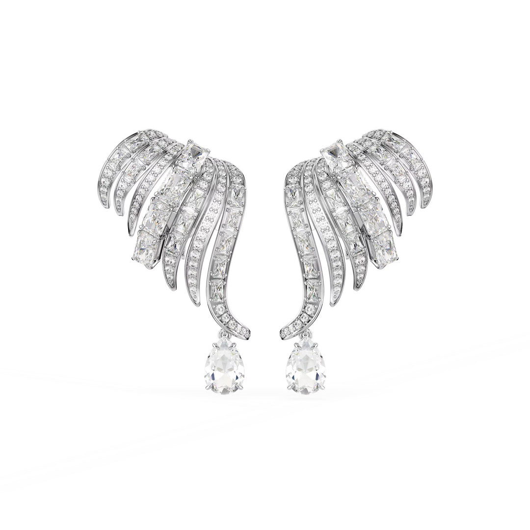 Swarovski Vienna Ohrclips Verschiedene Schliffe Schwan Weiss Rhodiniert - 5755961