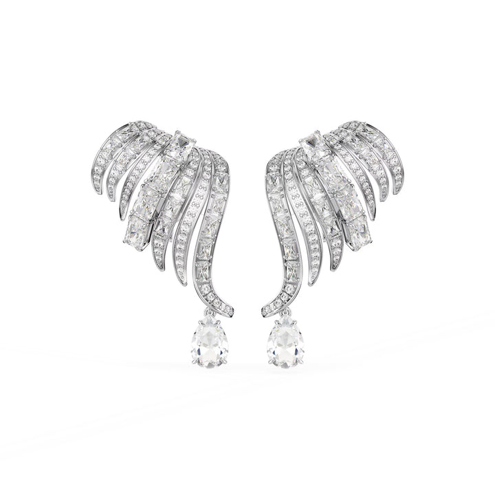 Swarovski Vienna Ohrclips Verschiedene Schliffe Schwan Weiss Rhodiniert - 5755961
