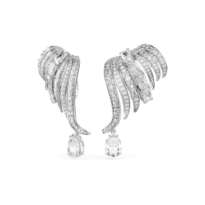 Swarovski Vienna Ohrclips Verschiedene Schliffe Schwan Weiss Rhodiniert - 5755961