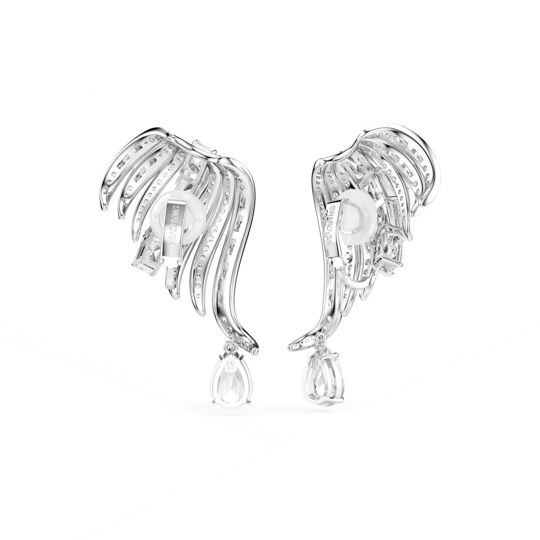 Swarovski Vienna Ohrclips Verschiedene Schliffe Schwan Weiss Rhodiniert - 5755961