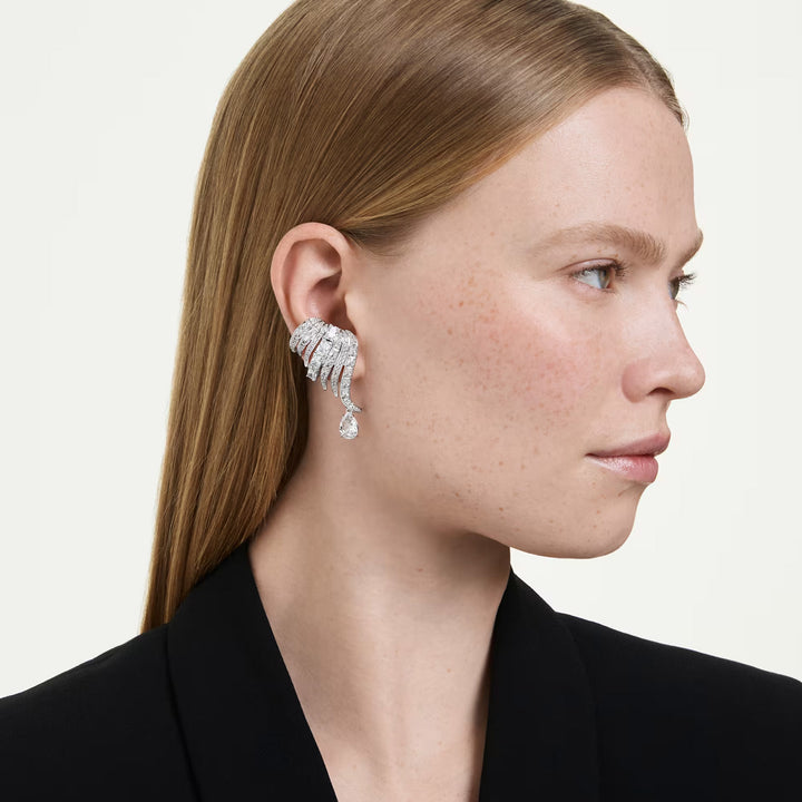 Swarovski Vienna Ohrclips Verschiedene Schliffe Schwan Weiss Rhodiniert - 5755961