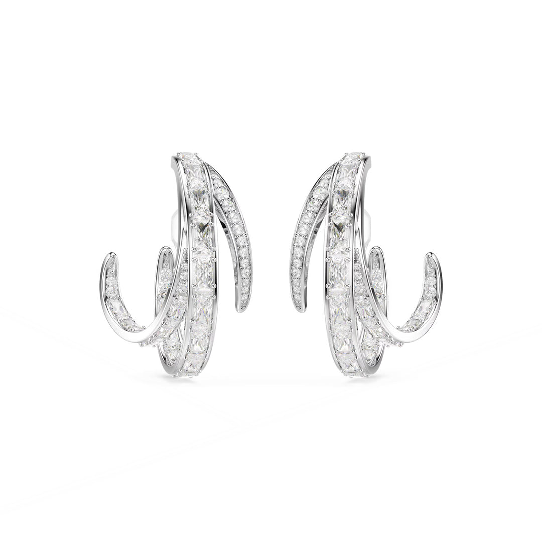 Swarovski Vienna Ohrclips Verschiedene Schliffe Weiss Rhodiniert - 5756046