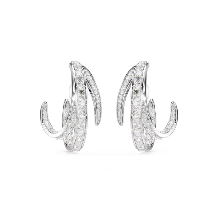 Swarovski Vienna Ohrclips Verschiedene Schliffe Weiss Rhodiniert - 5756046