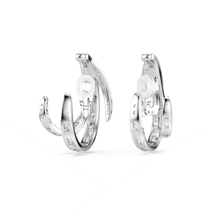 Swarovski Vienna Ohrclips Verschiedene Schliffe Weiss Rhodiniert - 5756046