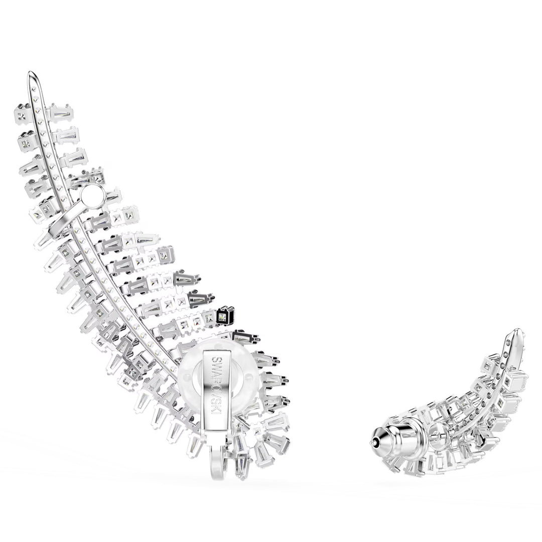 Swarovski Vienna Ohrringe Verschiedene Schliffe Feder Weiss Rhodiniert - 5749211