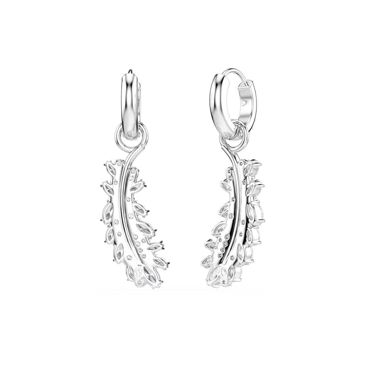 Swarovski Vienna Ohrringe Verschiedene Schliffe Feder Weiss Rhodiniert - 5754272