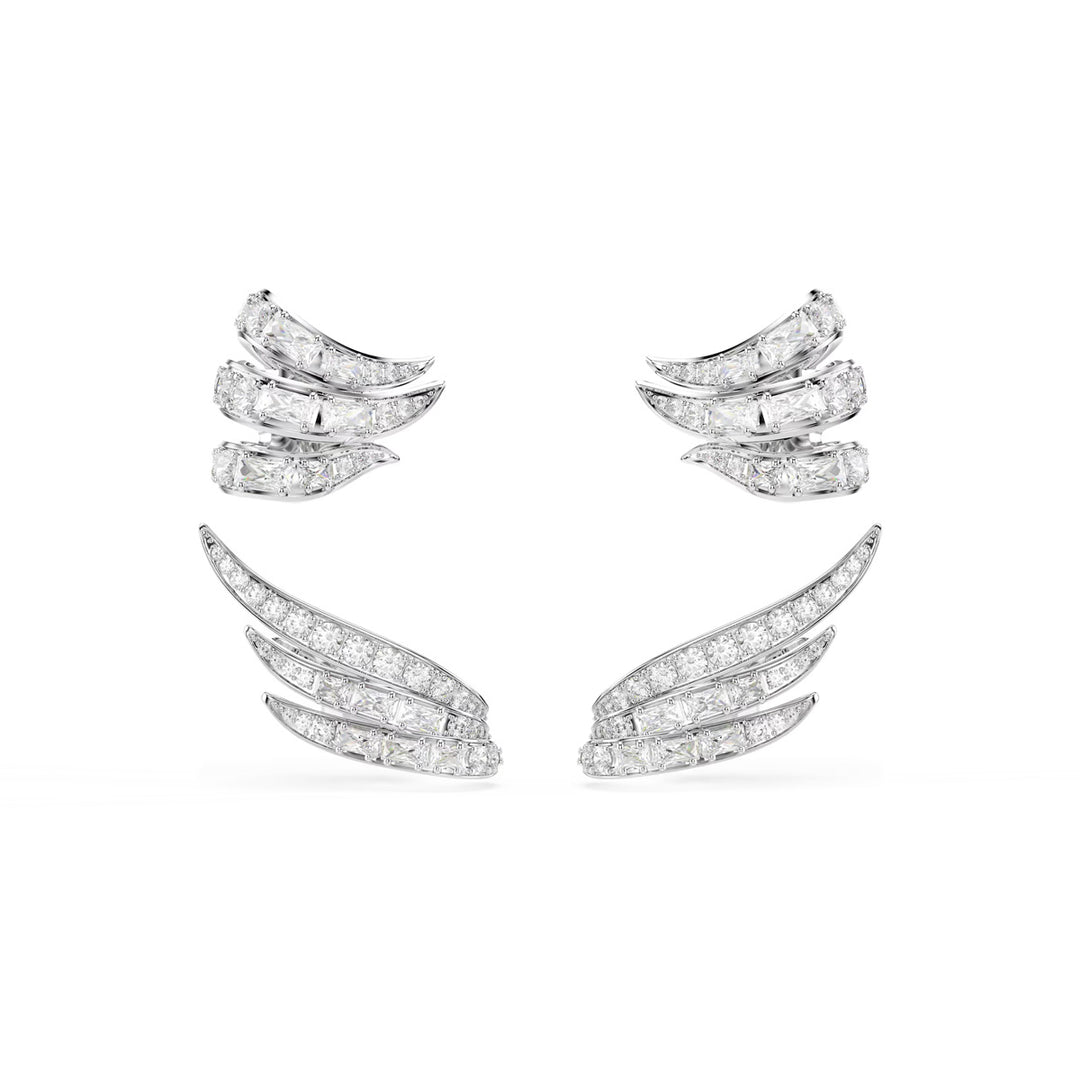 Swarovski Orecchini ear cuff Vienna Taglio misto Cigno Bianchi Placcato rodio - 5749071