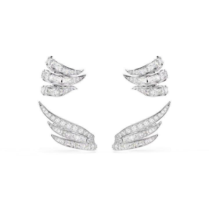 Swarovski Orecchini ear cuff Vienna Taglio misto Cigno Bianchi Placcato rodio - 5749071