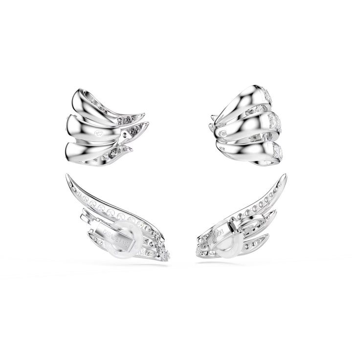 Swarovski Vienna Ohrspangen Verschiedene Schliffe Schwan Weiss Rhodiniert - 5749071