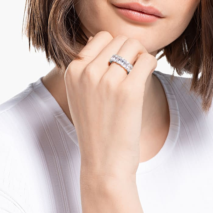 Swarovski Matrix Vittore Ring Rechteckschliff Weiss Rhodiniert