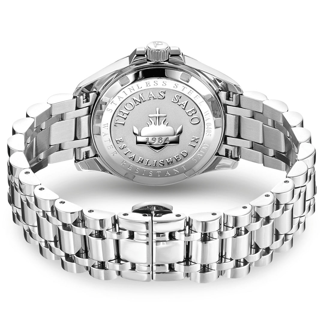 Thomas Sabo Damenuhr Divine Silver mit schwarzem Zifferblatt und weissen Steinen Silber - WA0406-201-203