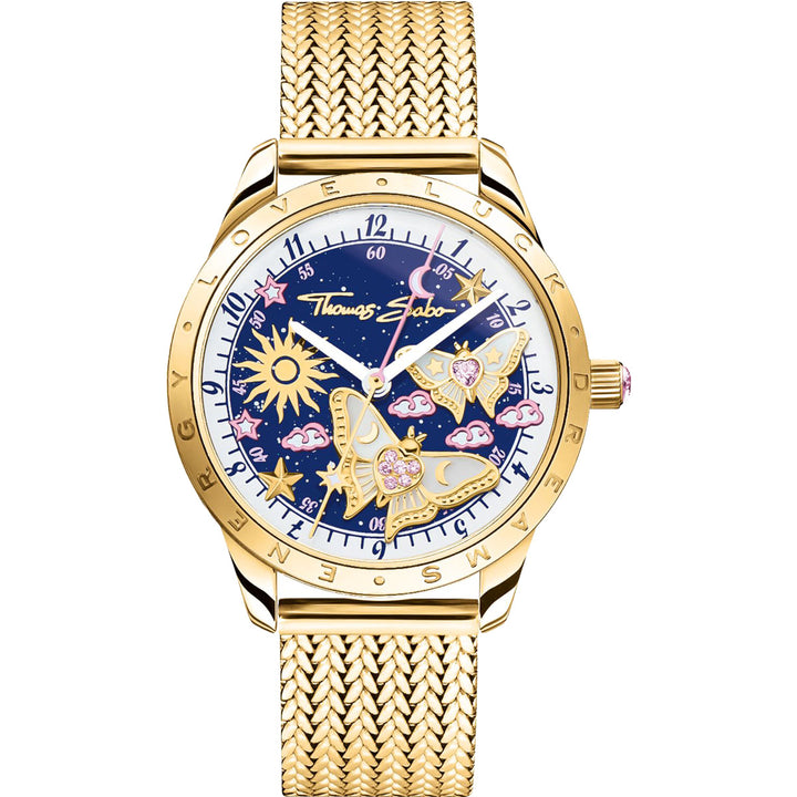Thomas Sabo Damenuhr mit Schmetterlingen goldfarben - WA0430-291-207