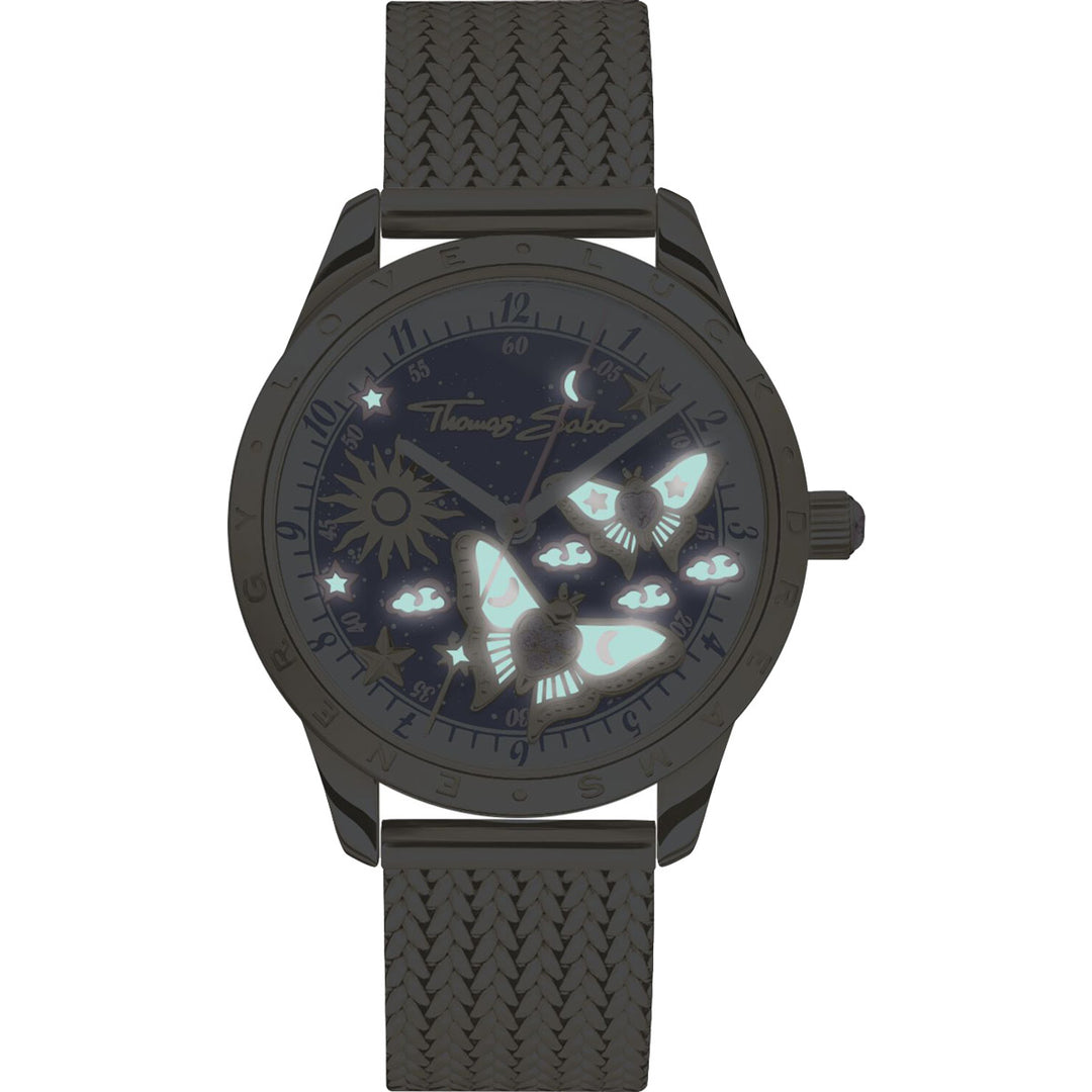 Thomas Sabo Damenuhr mit Schmetterlingen goldfarben - WA0430-291-207