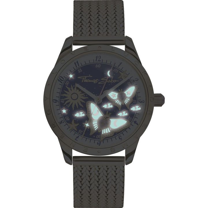 Thomas Sabo Damenuhr mit Schmetterlingen goldfarben - WA0430-291-207