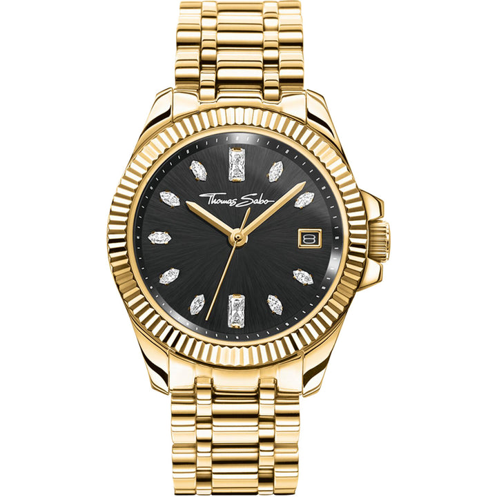Thomas Sabo Damenuhr schwarzes Zifferblatt goldfarben - WA0431-291-207