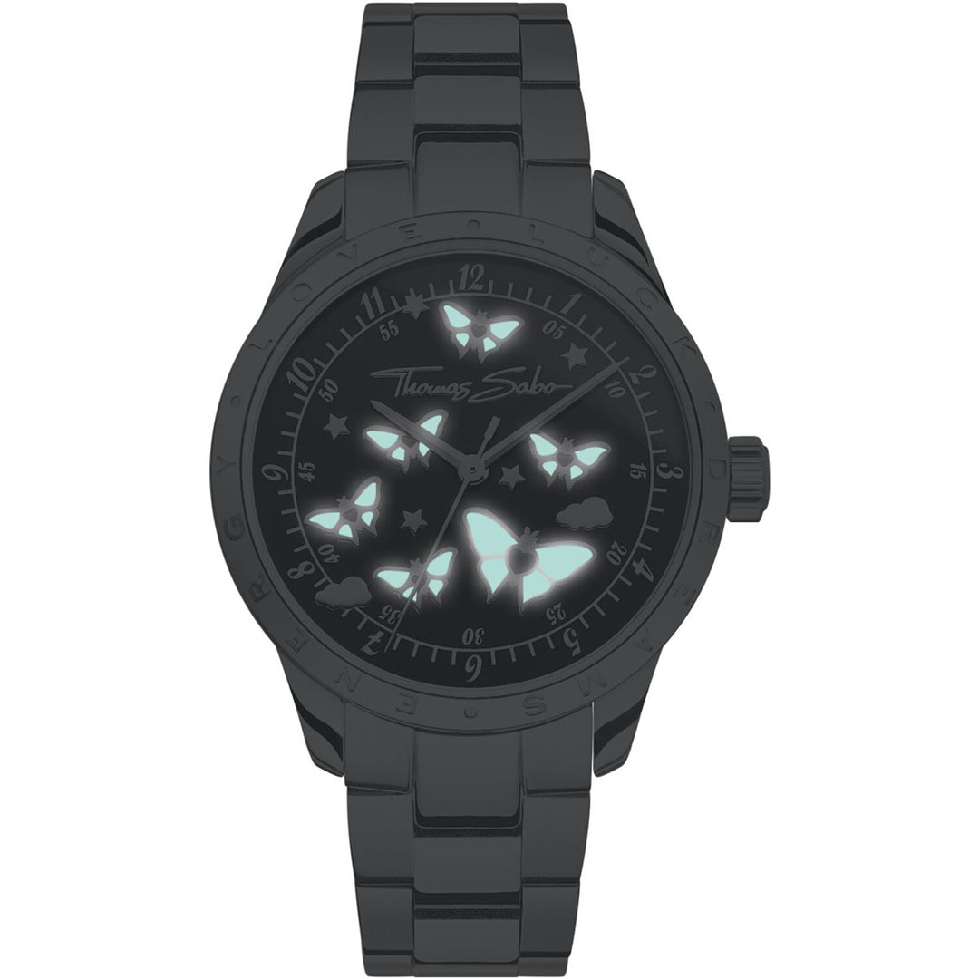 Thomas Sabo Damenuhr mit Schmetterlingen silberfarben  - WA0432-201-203