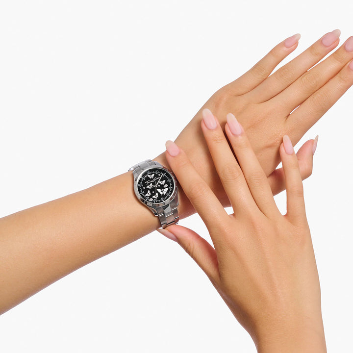 Thomas Sabo Damenuhr mit Schmetterlingen silberfarben  - WA0432-201-203