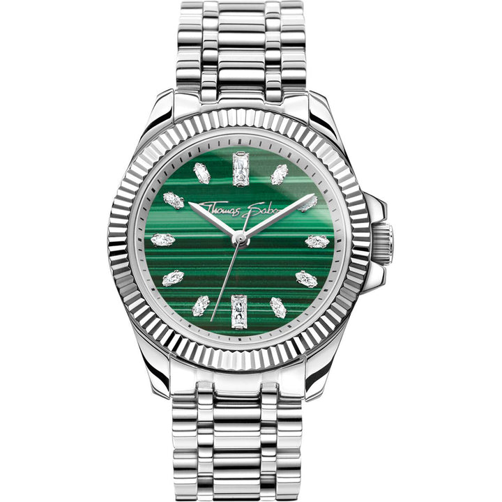 Thomas Sabo Montre pour femme Divine Jewellery Stone avec malachite argentée - WA0434-201-211