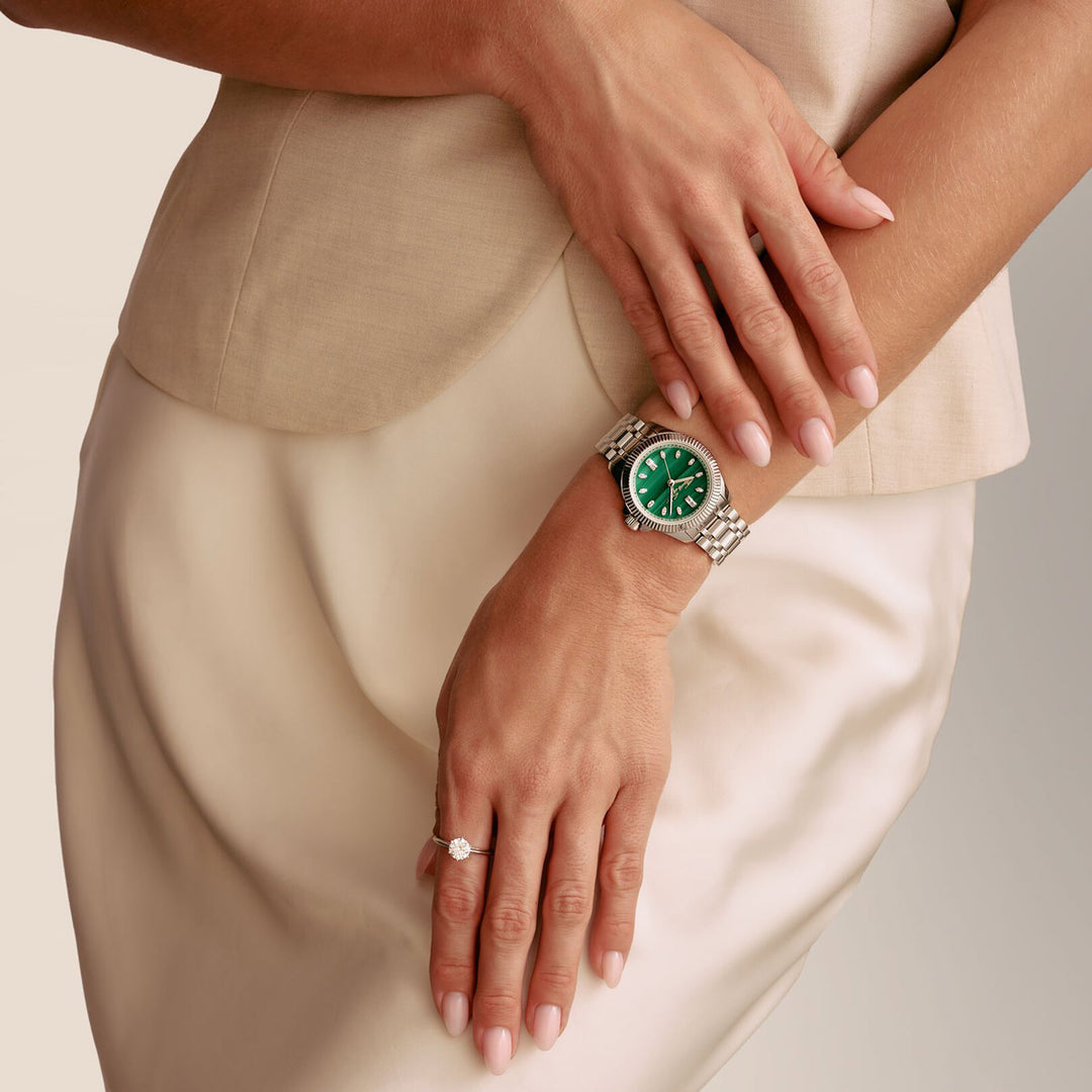 Thomas Sabo Damenuhr mit Malachit Divine Jewellery Stone silberfarben - WA0434-201-211
