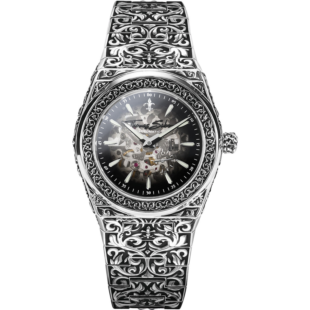 Thomas Sabo Uhr Rebel at Heart Revive Automatik Edelstahl Schwarz Silber - WA0447-201-203