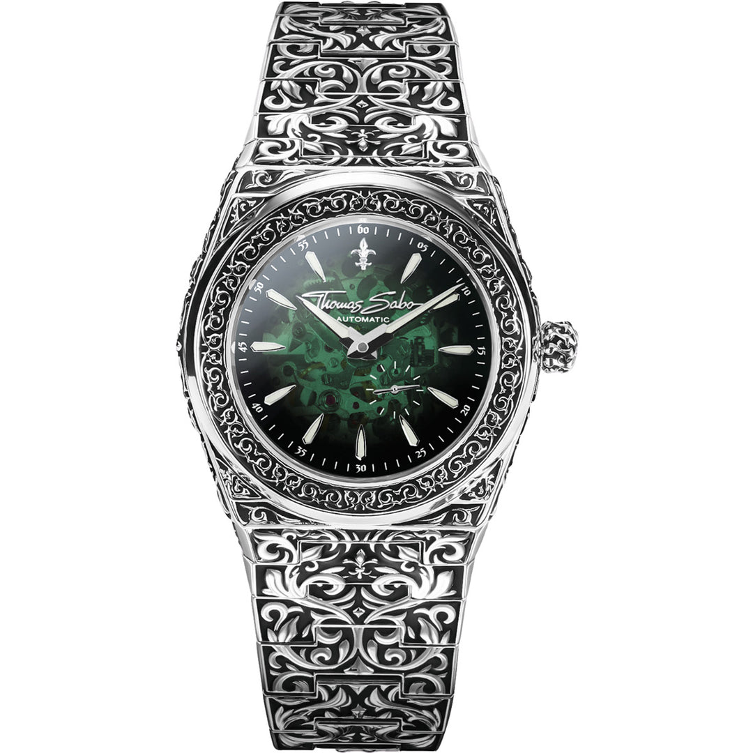 Thomas Sabo Uhr Rebel at Heart Revive Automatik Edelstahl Dunkelgrün Silber - WA0448-201-211