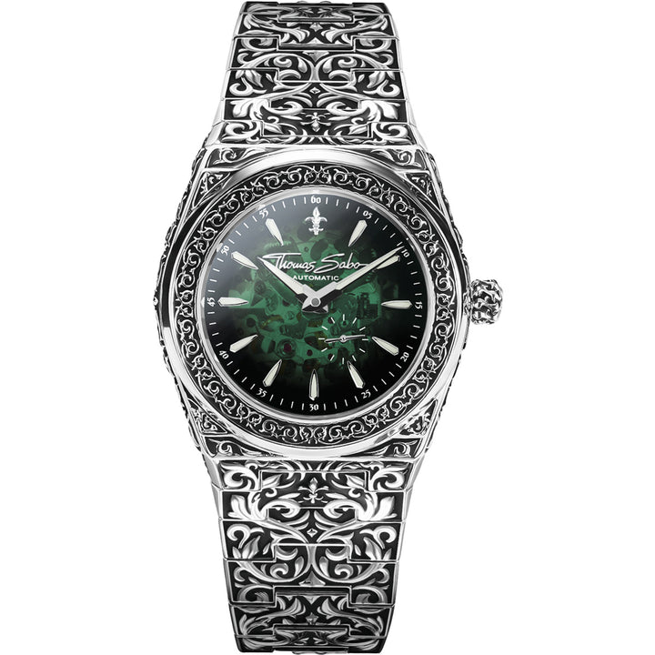 Thomas Sabo Uhr Rebel at Heart Revive Automatik Edelstahl Dunkelgrün Silber - WA0448-201-211