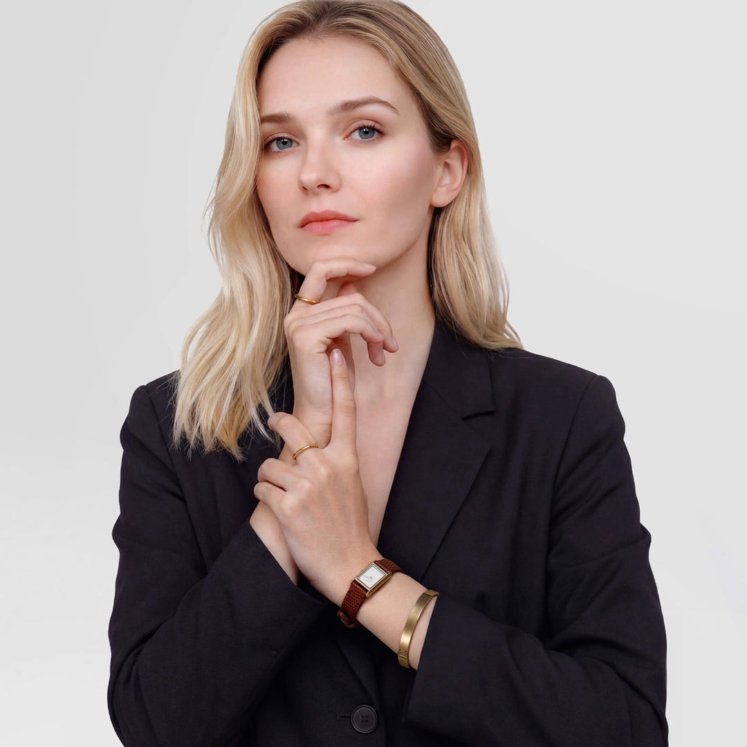 Daniel Wellington Bound Mini Light Brown Lizard Gold - DW00100905